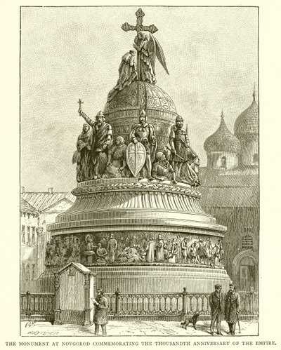النصب التذكاري في نوفغورود لإحياء الذكرى الألف للإمبراطورية ، 1862 بواسطة مدرسة اللغة الإنجليزية