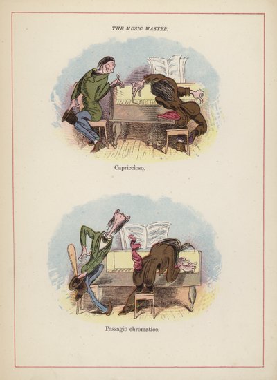 The Music Master - different ways of playing the piano (colour litho) بواسطة مدرسة اللغة الإنجليزية