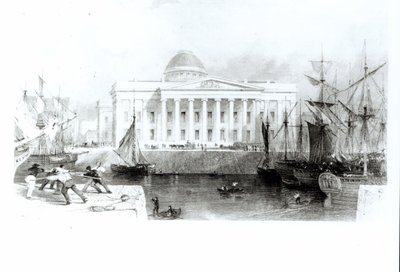 The Custom Custom House ، ليفربول ، c.1830 بواسطة مدرسة اللغة الإنجليزية