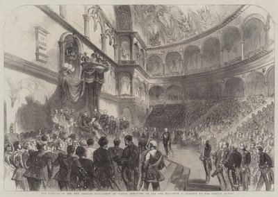 The Opening of the New Italian Parliament by Victor Emmanuel on the 18th Ult (engraving) بواسطة مدرسة اللغة الإنجليزية