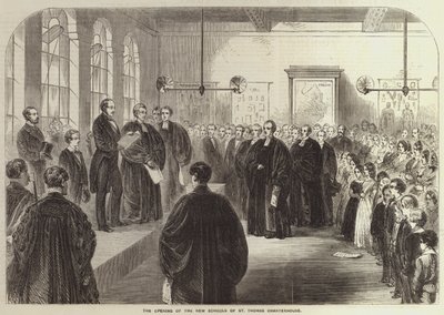 The Opening of the New Schools of St Thomas Charterhouse (engraving) بواسطة مدرسة اللغة الإنجليزية