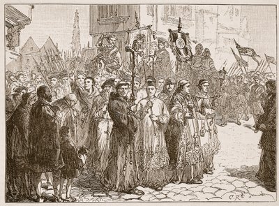 الحج من نعمة في 1536 ، التوضيح من كاسيلس مصور تاريخ إنجلترا (صورة بني داكن) بواسطة مدرسة اللغة الإنجليزية