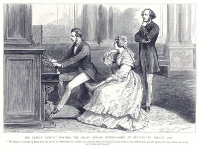 الأمير الأمير يلعب الجهاز قبل مندلسون في قصر باكنغهام ، 1842 بواسطة مدرسة اللغة الإنجليزية