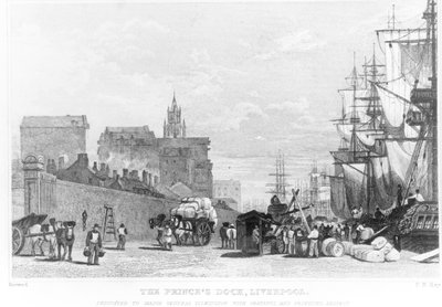 The Prince&39;s Dock ، ليفربول ، منقوش بواسطة FR Hay ، c.1830 بواسطة مدرسة اللغة الإنجليزية