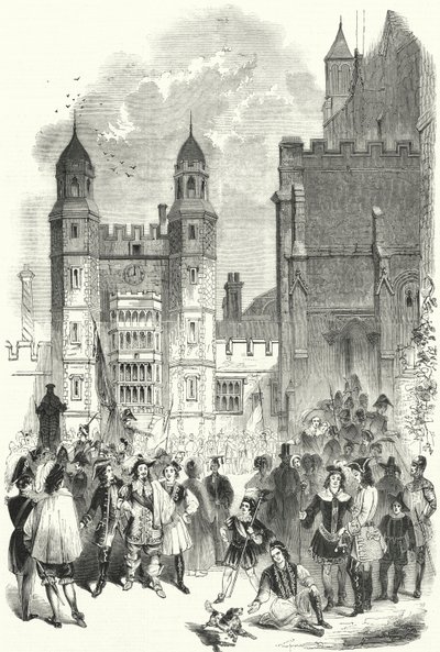 The Quadrangle of Eton College on the morning of the Montem (engraving) بواسطة مدرسة اللغة الإنجليزية