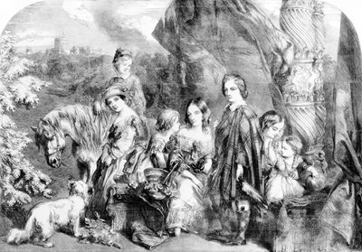 الملكة وأطفالها في وندسور جريت بارك ، من "أخبار لندن المصورة" ، 1852 بواسطة مدرسة اللغة الإنجليزية