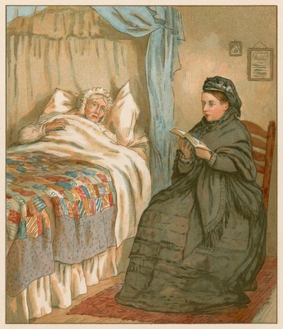 الملكة تقرأ على جانب سرير Old Cottager بواسطة مدرسة اللغة الإنجليزية