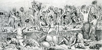 عشاء المصلحين ، صورة مأخوذة من الهجاء ، 1809 بواسطة مدرسة اللغة الإنجليزية