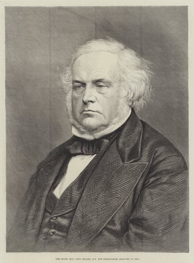 الرايت أونورابل جون برايت ، عضو البرلمان عن برمنغهام ، انتخب عام 1857 (نقش) بواسطة مدرسة اللغة الإنجليزية
