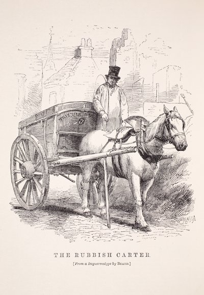 القمامة كارتر ، من daguerreotype بقلم ريتشارد بيرد ، التوضيح من London Labour و London Poor بواسطة Henry Mayhew ، الحانة. 1862 بواسطة مدرسة اللغة الإنجليزية
