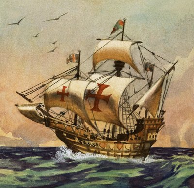 سانتا ماريا التي نقلت كولومبوس عام 1492 إلى العالم الجديد بواسطة مدرسة اللغة الإنجليزية