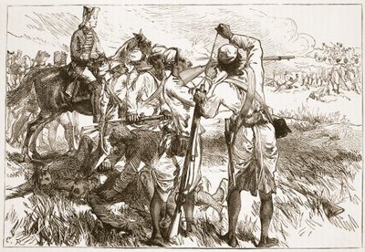 The Sepoys at Buxar ، توضيح من Cassells Illustrated History of India بواسطة James Grant ، pub. 1879 بواسطة مدرسة اللغة الإنجليزية