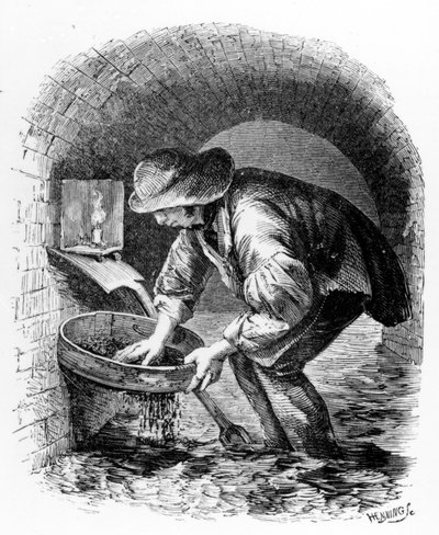 The Sewer-hunter ، رسم توضيحي من "London Labour and the London Poor" بقلم هنري مايهيو ، 1840s بواسطة مدرسة اللغة الإنجليزية