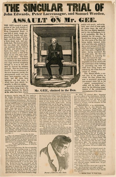 المحاكمة المفردة للاعتداء على السيد جي ، 1834 بواسطة مدرسة اللغة الإنجليزية