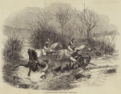 The Southgate Steeple Chase, Scene at the Brook (engraving) بواسطة مدرسة اللغة الإنجليزية