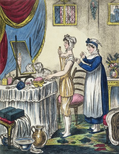 أقامات ، لوحة 1 من تقدم المرحاض ، c.1810 بواسطة مدرسة اللغة الإنجليزية