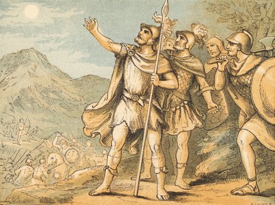 The Sun and the Moon Stand Still (coloured engraving) بواسطة مدرسة اللغة الإنجليزية