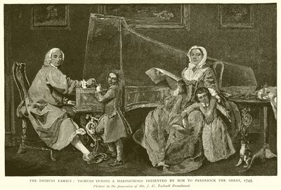 عائلة Tschudi: Tschudi Tuning a قدمه له فريدريك العظيم ، 1745 بواسطة مدرسة اللغة الإنجليزية