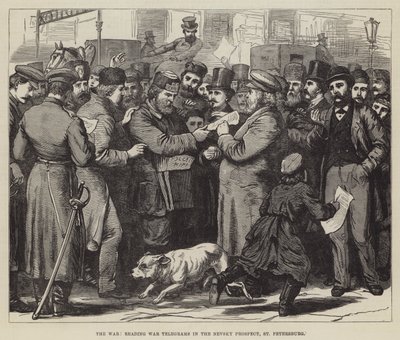 الحرب ، قراءة War Telegrams in the Nevsky Prospect ، سان بطرسبرج (نقش) بواسطة مدرسة اللغة الإنجليزية