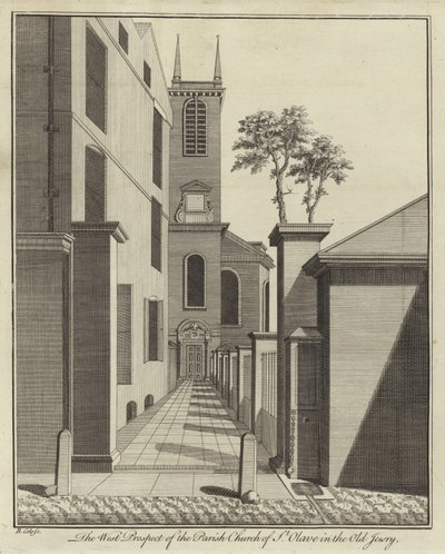 المرتقب الغربي لكنيسة أبرشية سانت أولاف في يهودية قديمة ، لندن بواسطة مدرسة اللغة الإنجليزية