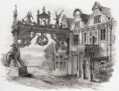 The White Hart Inn ، Scole ، نورفولك في القرن السابع عشر ، من "تاريخ قصير للشعب الإنجليزي" بقلم JR Green ، نُشر عام 1893 بواسطة مدرسة اللغة الإنجليزية