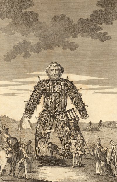 The Wicker Man of the Druids ، من The Complete English Traveller ، أو مسح جديد ووصف لإنجلترا وويلز ، الحانة. 1771 بواسطة مدرسة اللغة الإنجليزية