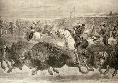 "الغرب المتوحش" في المعرض الأمريكي الكبير: صيد البيسون و Wapiti Deer ، من "أخبار لندن المصورة" ، 18 يونيو 1887 بواسطة مدرسة اللغة الإنجليزية