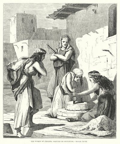 نساء الكلدانيات اختزلن إلى العبودية ، إشعياء السابع والأربعون (نقش) بواسطة مدرسة اللغة الإنجليزية