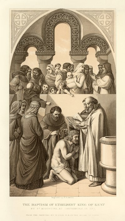 معمودية Ethelbert King of Kent بواسطة مدرسة اللغة الإنجليزية