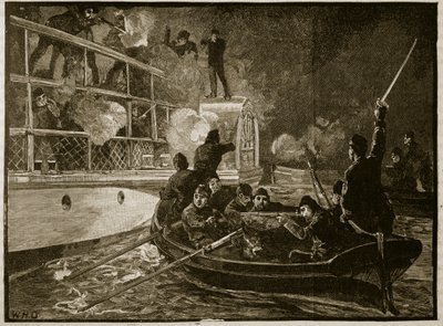 القبض على كارولين ، 1837 ، رسم توضيحي من Cassells Illustrated History of England (sepia photo) بواسطة مدرسة اللغة الإنجليزية