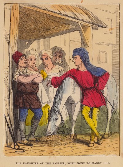 ابنة البَيْطار، ولا أحد يتزوجها (طباعة حجرية ملونة) بواسطة مدرسة اللغة الإنجليزية