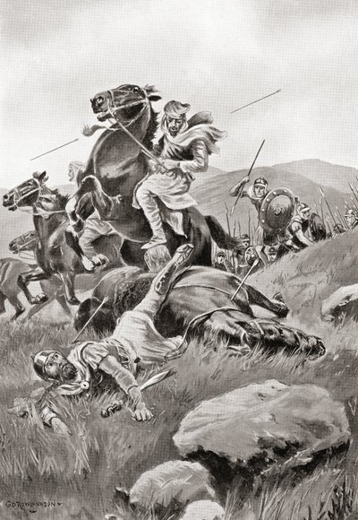 وفاة Masistius أثناء قيادته لهجوم سلاح الفرسان ضد القوات اليونانية ، من Hutchinson History of the Nations ، pub 1915 بواسطة مدرسة اللغة الإنجليزية
