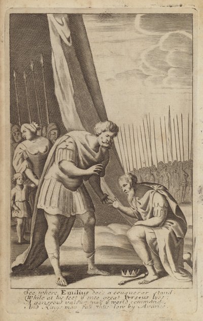 Perseus المهزومة عند أقدام Lucius Aemilius Paullus في الحروب المقدونية (نقش) بواسطة مدرسة اللغة الإنجليزية