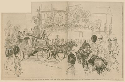 رحيل أمير ويلز مع العروس من بيت مارلبورو لقصر باكنغهام ، 23 يوليو 1896 بواسطة مدرسة اللغة الإنجليزية