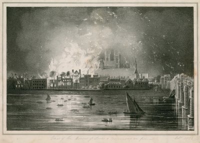 تدمير منازل مجلس النواب بالنيران في 16 أكتوبر 1834 بواسطة مدرسة اللغة الإنجليزية