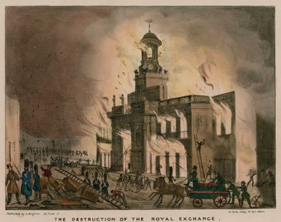 دمار التبادل الملكي ، لندن ، بالنار في ليلة 10 يناير 1838 بواسطة مدرسة اللغة الإنجليزية