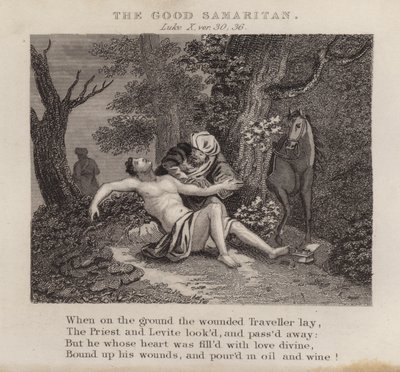 The good Samaritan, Luke X, ver 30, 36 (engraving) بواسطة مدرسة اللغة الإنجليزية