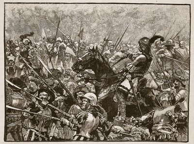 الموقف الأخير لشوارز وألمانه ، رسم توضيحي من Cassells Illustrated History of England (sepia photo) بواسطة مدرسة اللغة الإنجليزية