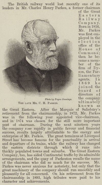 المرحوم السيد CH Parkes (نقش) بواسطة مدرسة اللغة الإنجليزية
