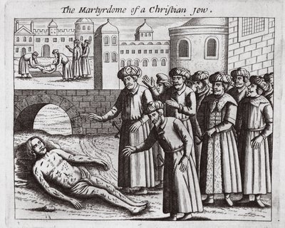 استشهاد يهودي مسيحي ، توضيح من أعمال وأثار جون فوكس ، الطبعة التاسعة ، حانة. 1684 بواسطة مدرسة اللغة الإنجليزية