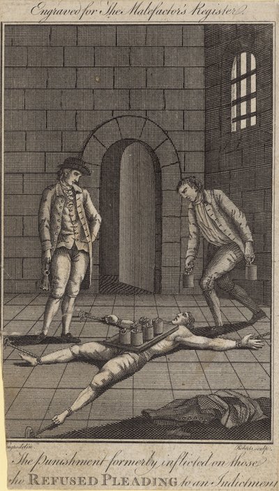 الْعُقُوبَةُ الَّتِي كَانَتْ تُنَزَّلُ عَلَى مَنْ يَرْفُضُ الْإِقْرَارَ بِالتَّوْبَةِ (نقش) بواسطة مدرسة اللغة الإنجليزية