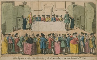 تمثيل رسم يانصيب الدولة في غيلدهول ، 1763 بواسطة مدرسة اللغة الإنجليزية