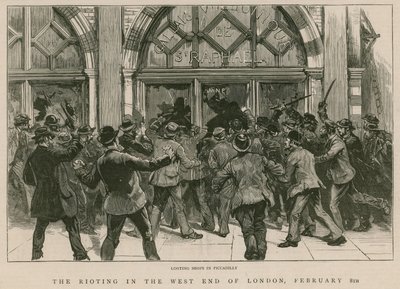 أعمال الشغب في ويست إند في لندن ، 8 فبراير 1886: نهب المحلات في بيكاديللي بواسطة مدرسة اللغة الإنجليزية