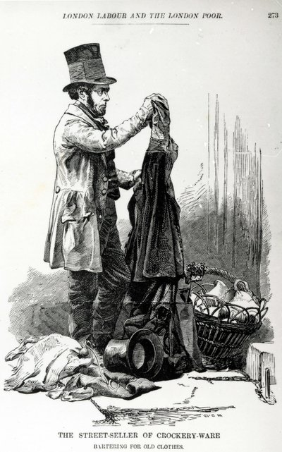 بائع الشارع من مقايضة الأواني الفخارية للملابس القديمة ، ج .1840 بواسطة مدرسة اللغة الإنجليزية