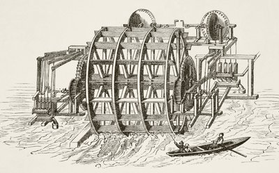 الأعمال المائية لجسر لندن ، التي أقيمت لأول مرة في عام 1582 ، من التاريخ الوطني والمحلي لإنجلترا بقلم ويليام هيكمان سميث أوبري (1858-1916) نشرت لندن ، c.1890 بواسطة مدرسة اللغة الإنجليزية