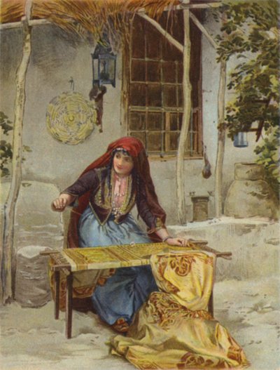 The work of the embroiderer (colour litho) بواسطة مدرسة اللغة الإنجليزية