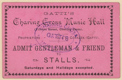 تذكرة ل Gattis Charing Cross Music Hall بواسطة مدرسة اللغة الإنجليزية