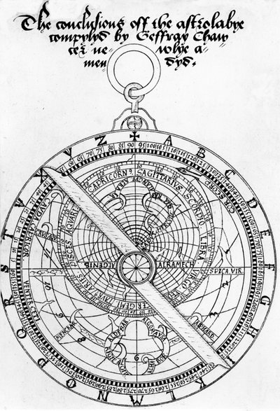 صفحة العنوان لاستنتاجات Compyllyd Astrolabye بقلم جيفري تشوسر Newlye Amendyd بقلم والتر ستيفنز ، c.1555 (قلم وحبر على ورق) بواسطة مدرسة اللغة الإنجليزية