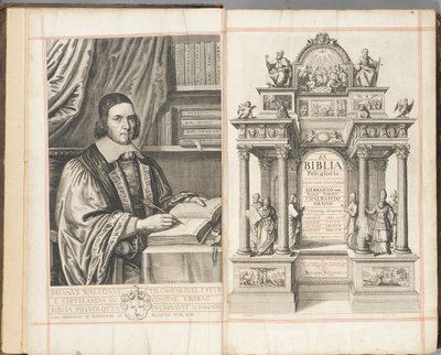 صفحة العنوان لـ "Biblia Sacra Polyglotta" بقلم بريان والتون ، التي نُشرت في لندن بواسطة مدرسة اللغة الإنجليزية
