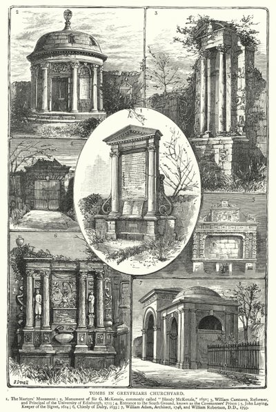 مقابر في Greyfriars Churchyard (نقش) بواسطة مدرسة اللغة الإنجليزية